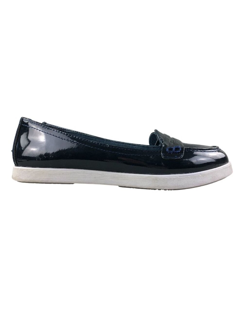 Boden Women's Size 38 (7) Navy Blue Patent Closed Toe Slip On Penny Loafers Flat